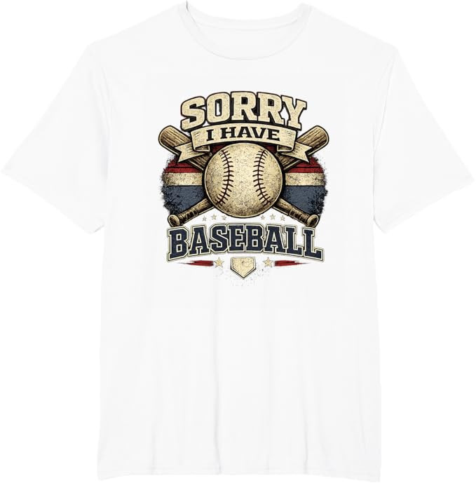 Sorry I Have Baseball Vintage Retro Graphic T-Shirt | Amazon (US)