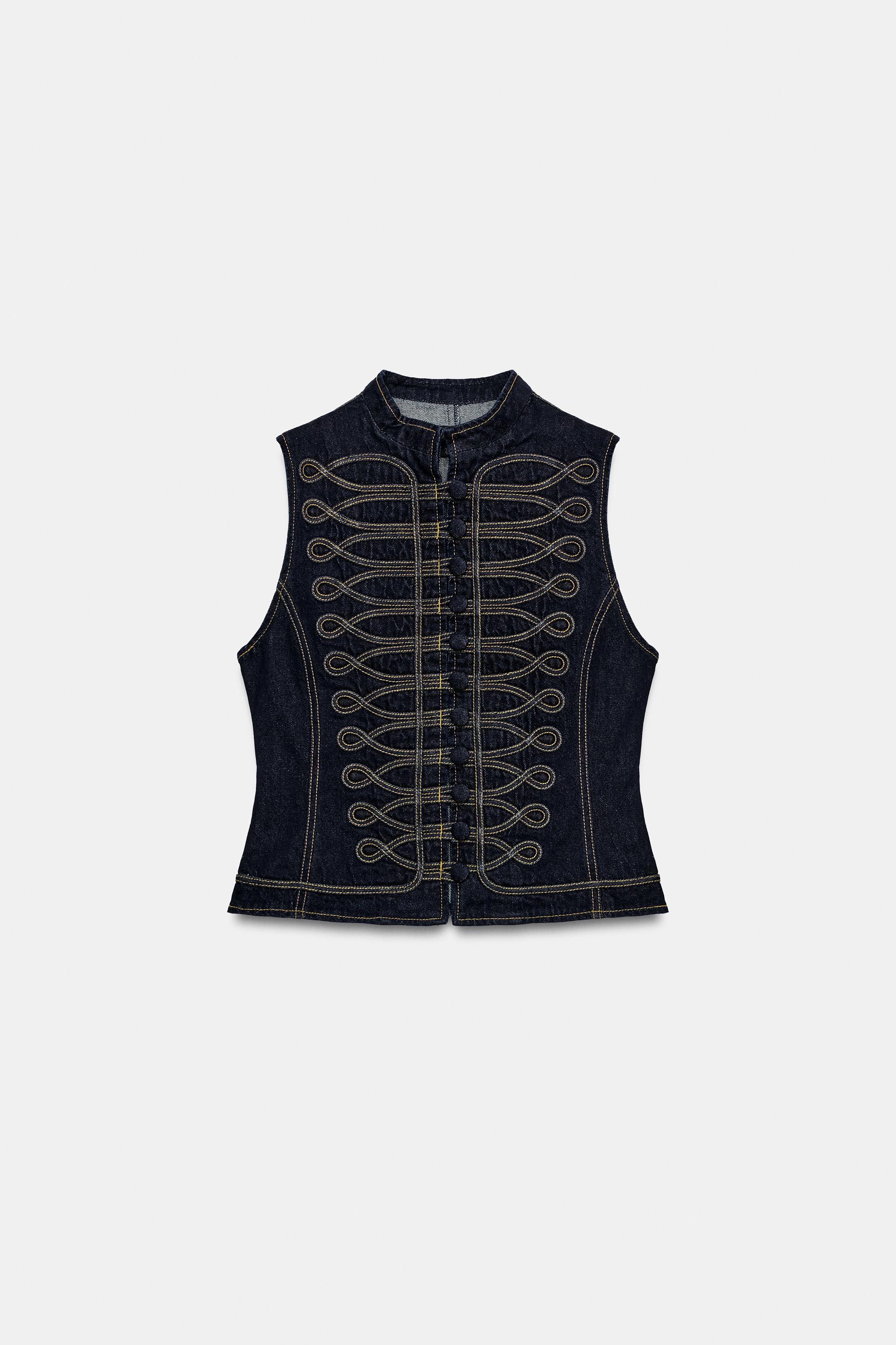 ZW COLLECTION TOPSTITCH FIREMAN CLASP DENIM VEST | Zara US
