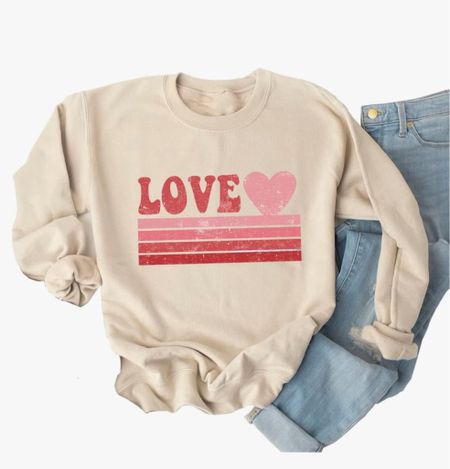 Darling “LOVE” sweatshirt. Lots of other options as well. Runs tts. Roomy fit. Order soon for delivery before v-day! 

#LTKfitness #LTKSeasonal #LTKfindsunder50