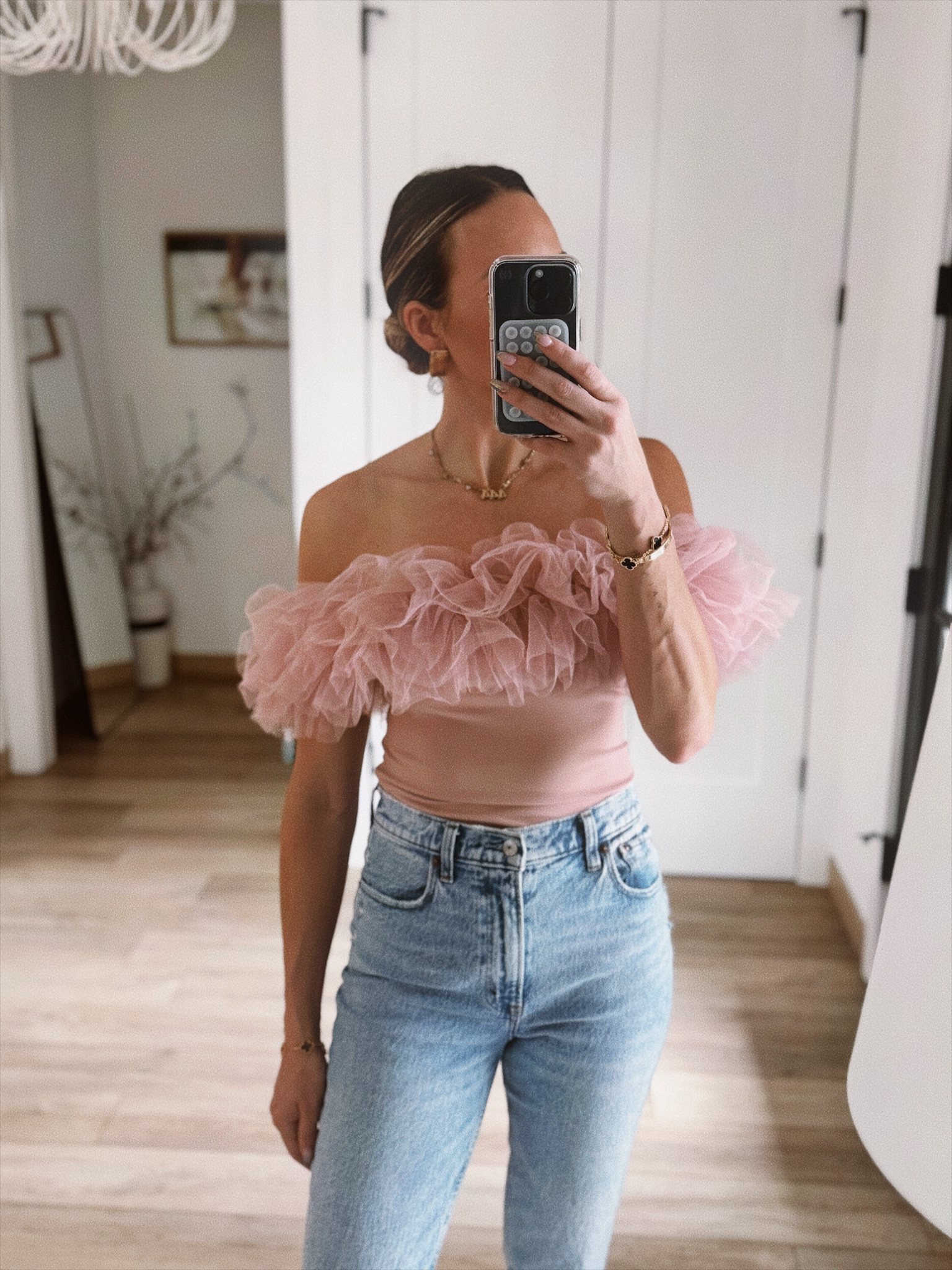 Wearing a small on the top.

#LTKover40 #LTKparties #LTKstyletip