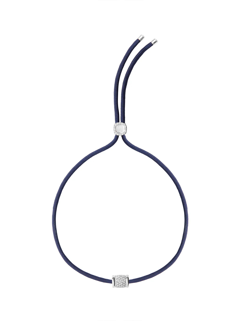 YVES LAB WHITE SAPPHIRE PARACORD NECKLACE, MARINE AND SILVER | Dorsey