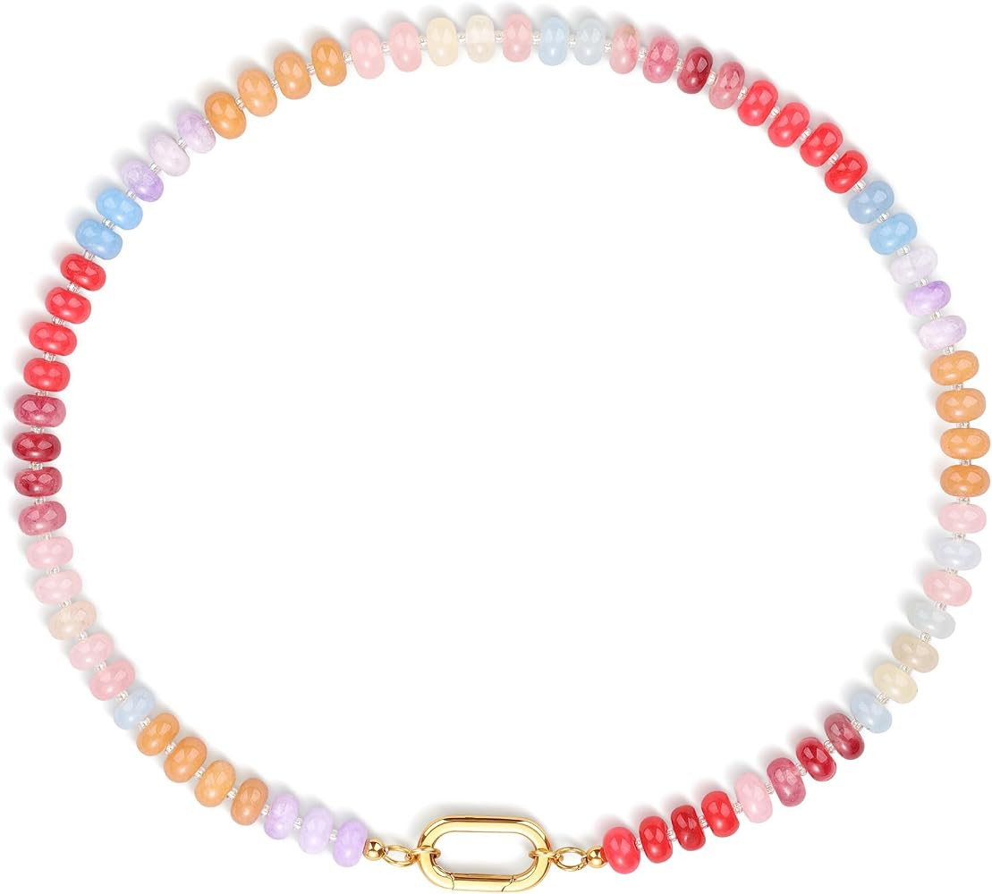 SAMYA Colorful Beaded Necklace for Women, 46cm Beaded Choker Chakra Necklace, Summer Necklace for... | Amazon (CA)