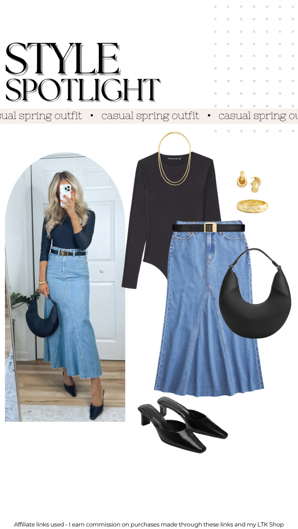 Denim skirt outfit 