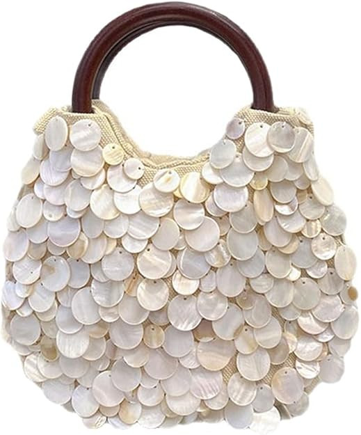 Shell Beaded Clutch Purse for Women Luxury Handmade Top Handle Bag Beach Evening Handbag for Summ... | Amazon (US)