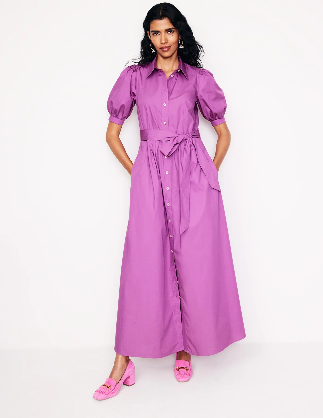 Alexa Maxi Shirt Dress - Foxglove | Boden US | Boden (US)