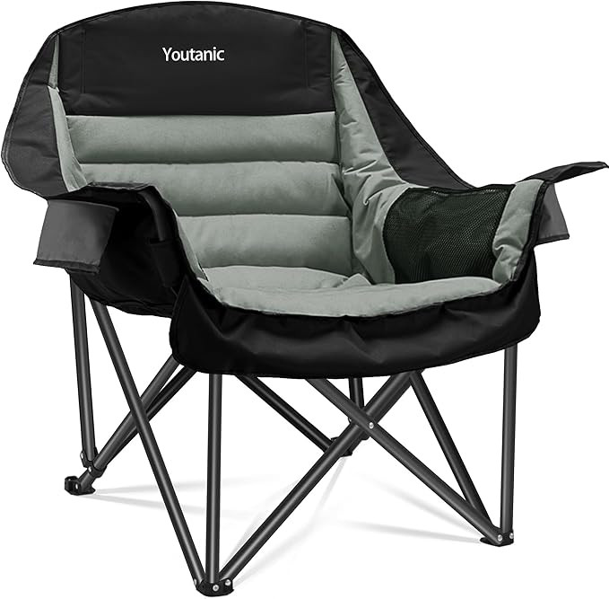 Oversized Camping Chair, Portable Folding Camping Chairs with Side Pocket, Cup Holder and Carry B... | Amazon (US)