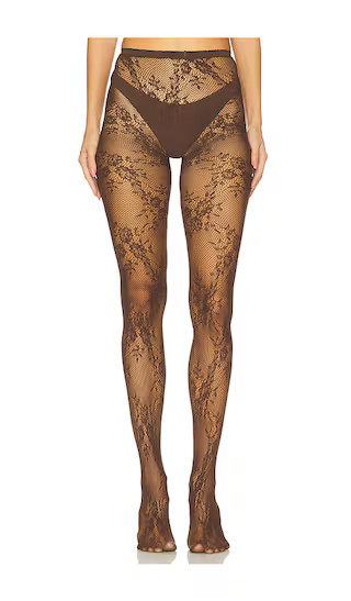 Stretch Lace Tights in Brown | Revolve Clothing (Global)