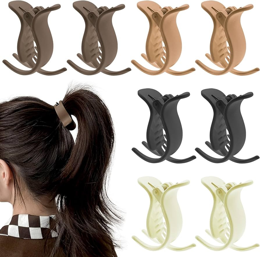 8 Pcs Matte Ponytail Holder Hair Claw Clips Bun Hair Braiding Hair Clips Strong Hold French Barre... | Amazon (US)