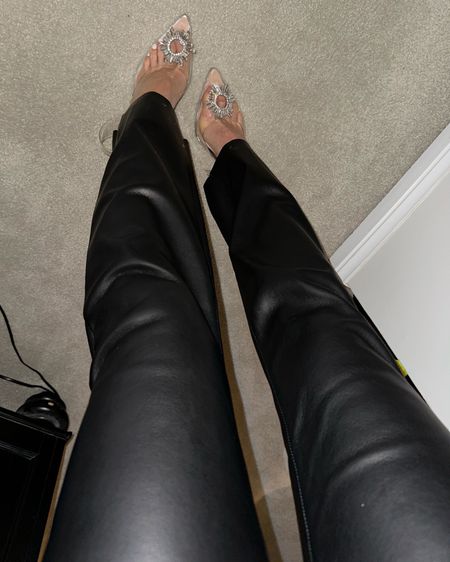 Faux leather pants 00s on sale clear heels amazon 

#LTKsalealert #LTKstyletip #LTKHoliday