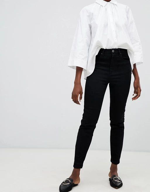 ASOS DESIGN - Farleigh - Jean mom slim taille haute - Noir pur | ASOS FR