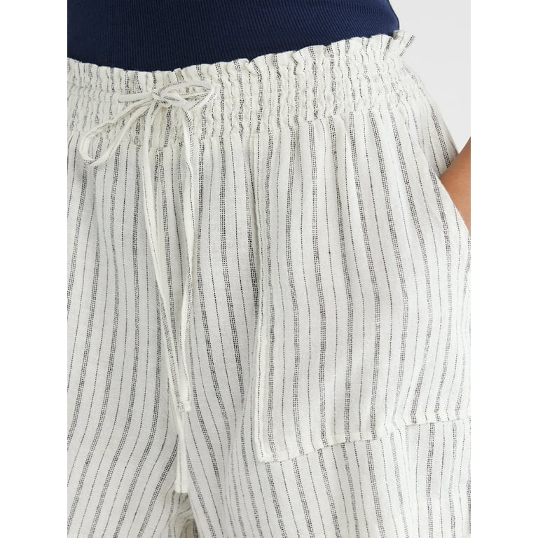 Time and Tru Women's Linen Blend Shorts with Smocked Waist, Sizes XS-XXXL | Walmart (US)