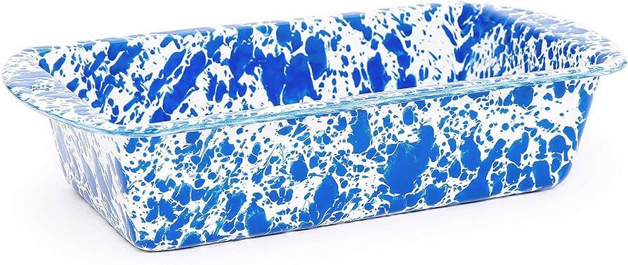 Crow Canyon Home Enamelware Loaf Pan, 9 x 5 inches, Blue/White Splatter | Amazon (US)
