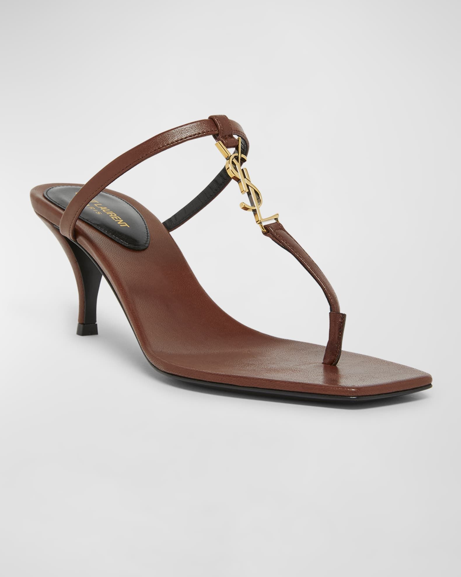 Cassandra Leather YSL Thong Mule Sandals | Neiman Marcus