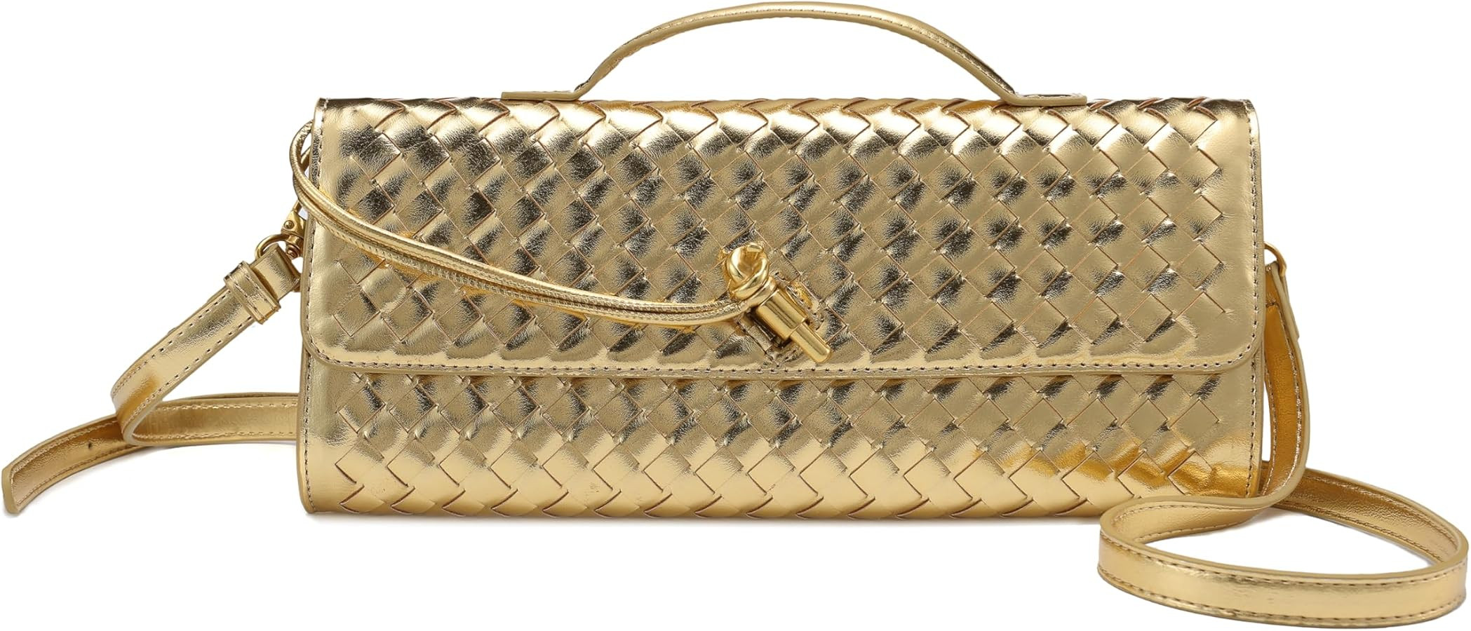 Woven Clutch Purses for Women, PU Leather Shoulder Crossbody Evening Bag Satchel Handbag for Form... | Amazon (US)