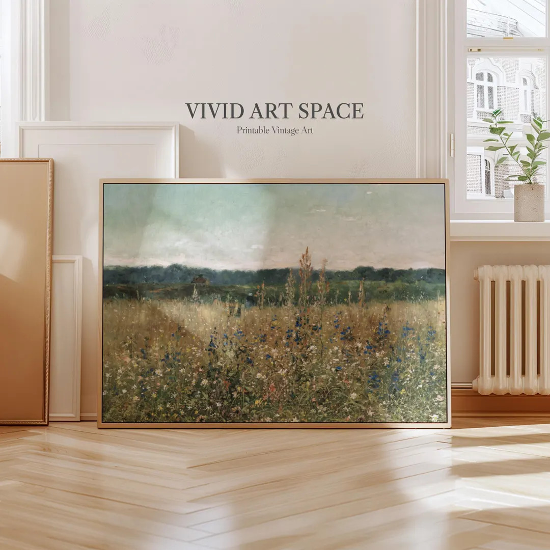 Meadow Wildflowers Painting Print | Vintage Landscape Print | Canvas Print | Giclée Print | Fine... | Etsy (US)