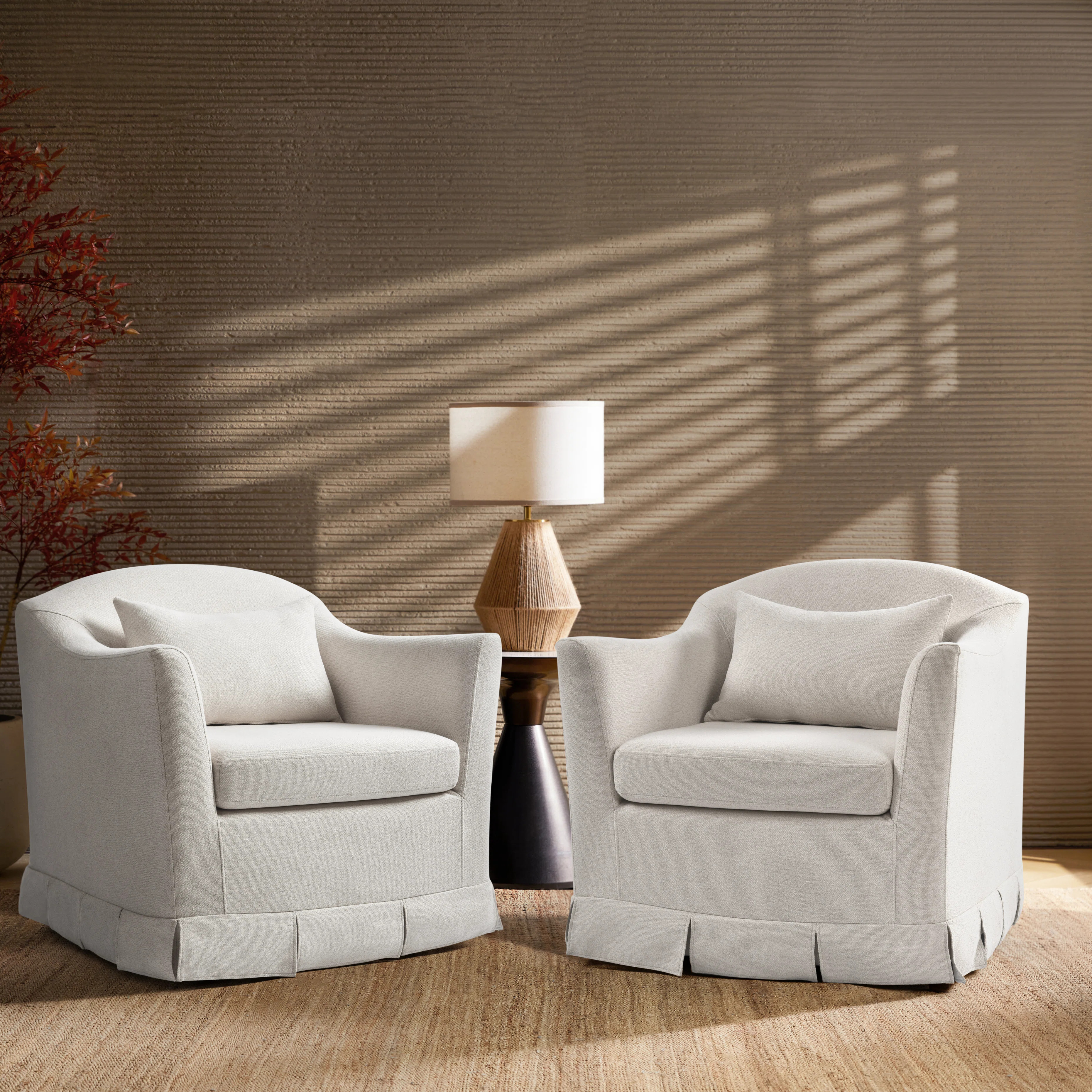 Electra Modern Farmhouse Slipcovered Swivel Armchair Set of 2 | Wayfair North America