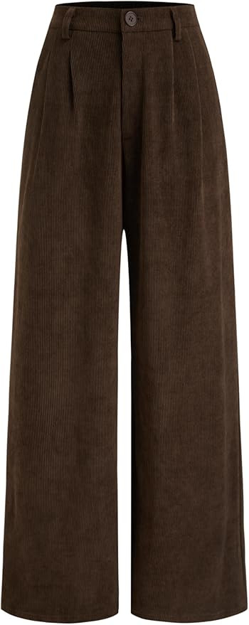CIDER Womens Wide Leg Corduroy Pants Middle Waist Casual Stylish Trousers | Amazon (US)