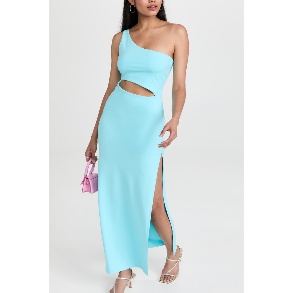 Susana Monaco One Arm Blue Nylon Cut Out High Slit Dress Size S | Poshmark