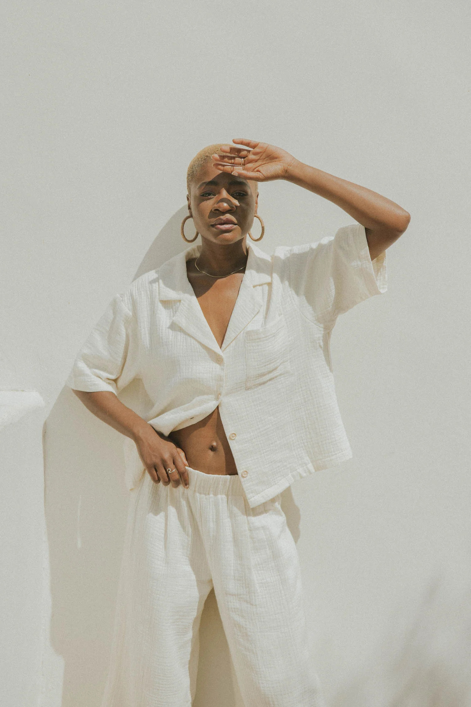 Carmen Top in Cream | Cream Gauze Button Down Top | Altair The Label