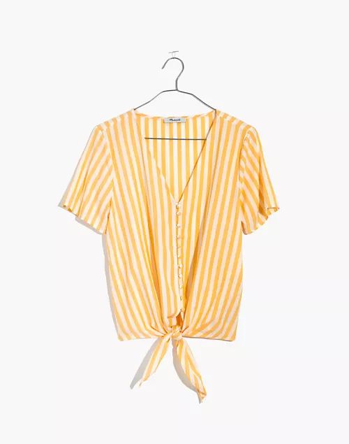 Agency Tie-Front Button Top in Pompano Stripe | Madewell