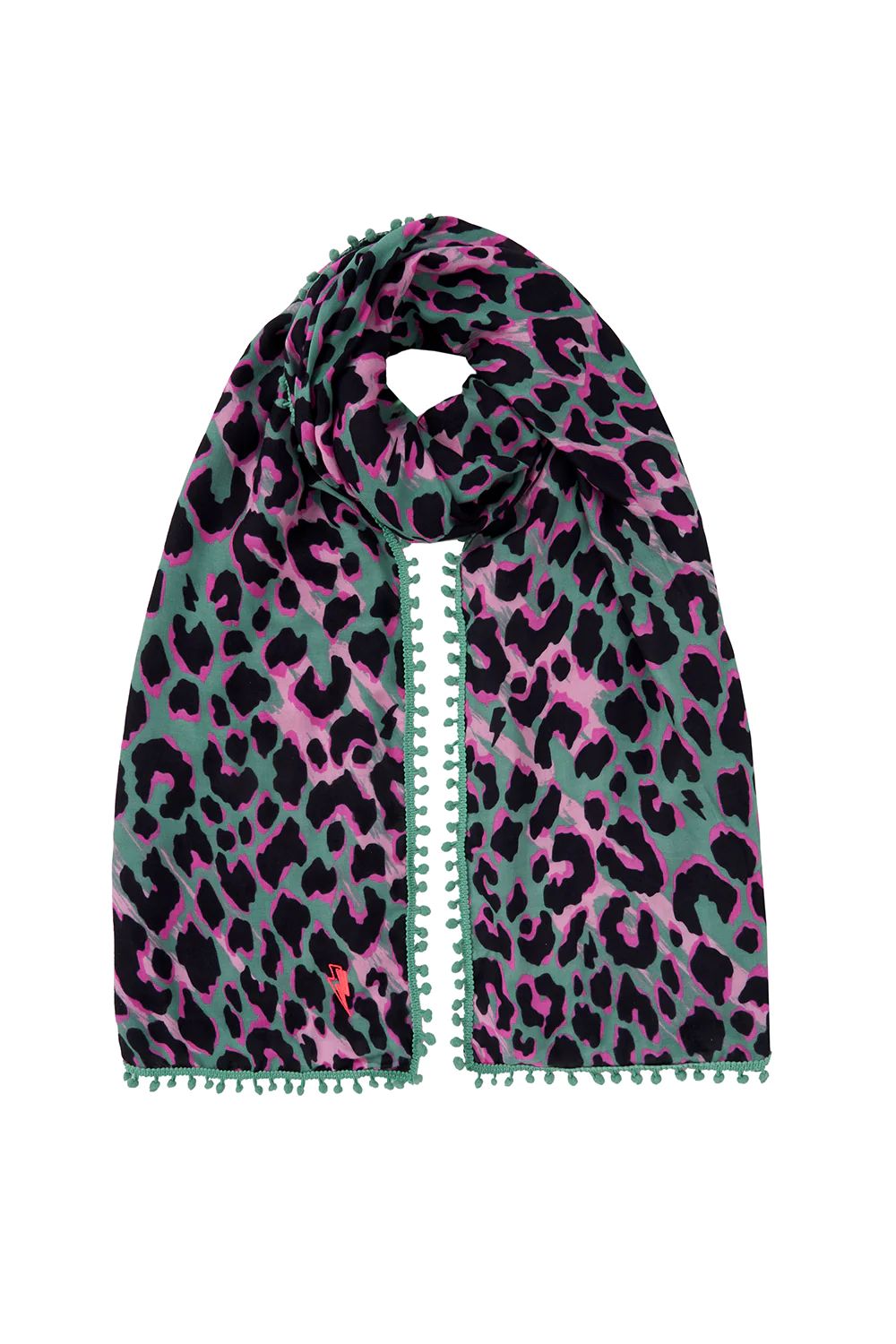 Khaki with Pink and Black Shadow Leopard Charity Super Scarf | Scamp & Dude