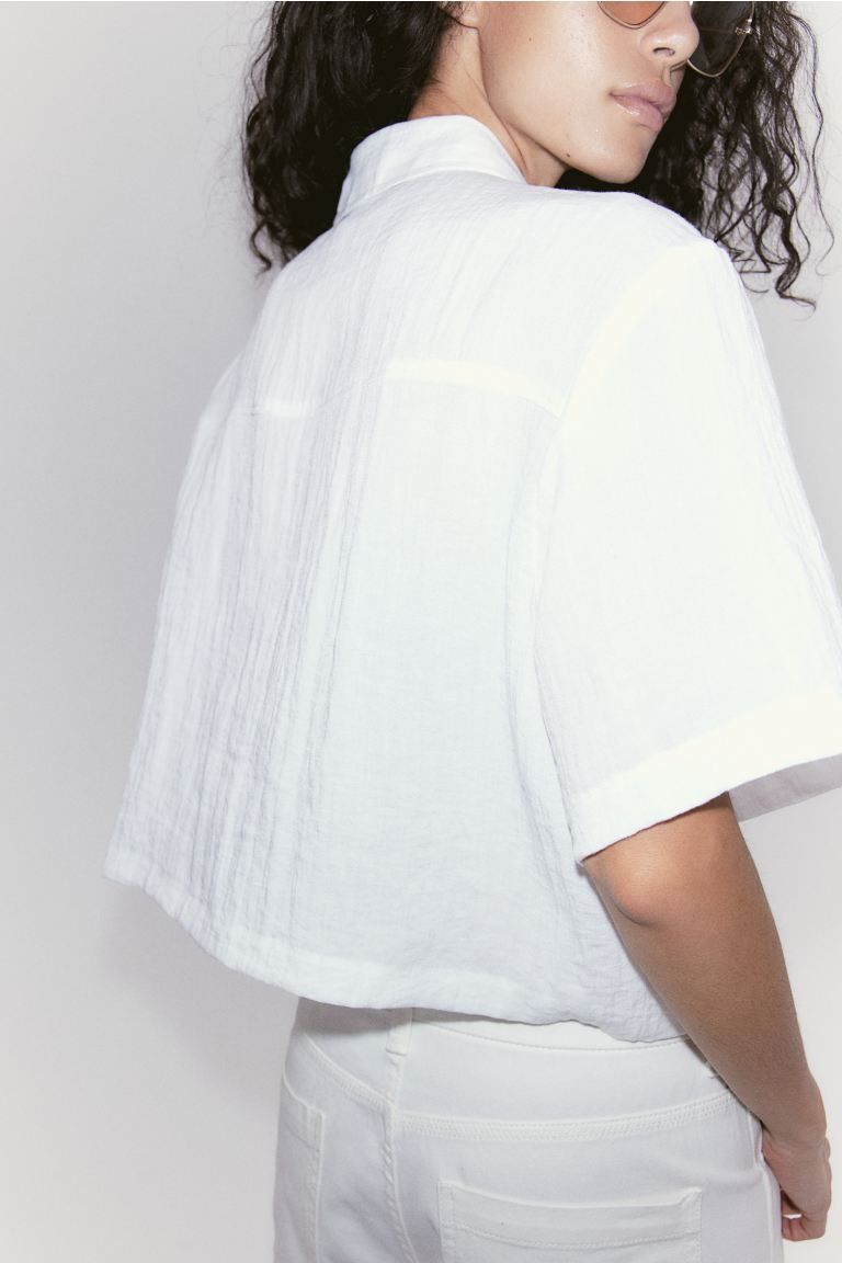 Cargo Shirt - Short sleeve - Short - White - Ladies | H&M US | H&M (US + CA)