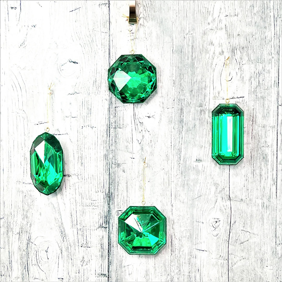 Jewel Ornament Set, Green Jewel Ornaments, Gem Ornaments, Jewel Ornament Set, Wreath Attachments,... | Etsy (US)