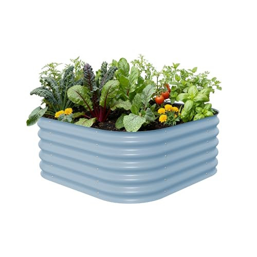Vego garden Raised Garden Bed Kit, 17" Tall 4 in 1 Modular Metal Raised Garden Beds Kit, Metal Planter Box for Vegetables, Flowers, Herbs, Sky Blue | Amazon (US)