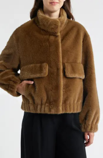 Sam Edelman Faux Fur Bomber Jacket in Mink at Nordstrom Rack, Size Small | Nordstrom Rack