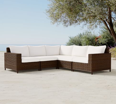 Torrey All-Weather Wicker 6-Piece Square Arm Sectional | Pottery Barn (US)