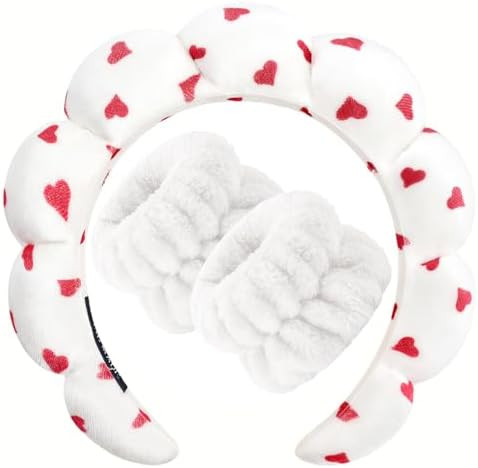 Zkptops Spa Headband for Washing Face Wristband Set Sponge Makeup Skincare Velvet Fabric Bubble S... | Amazon (US)