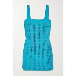 SIMKHAI Artemis Open-Knit Cotton And Crepe Mini Dress - Blue sz 6 | Poshmark