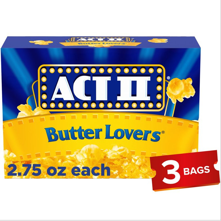 Act II Butter Lovers Microwave Popcorn, 2.75 oz., 3-Count Bags | Walmart (US)