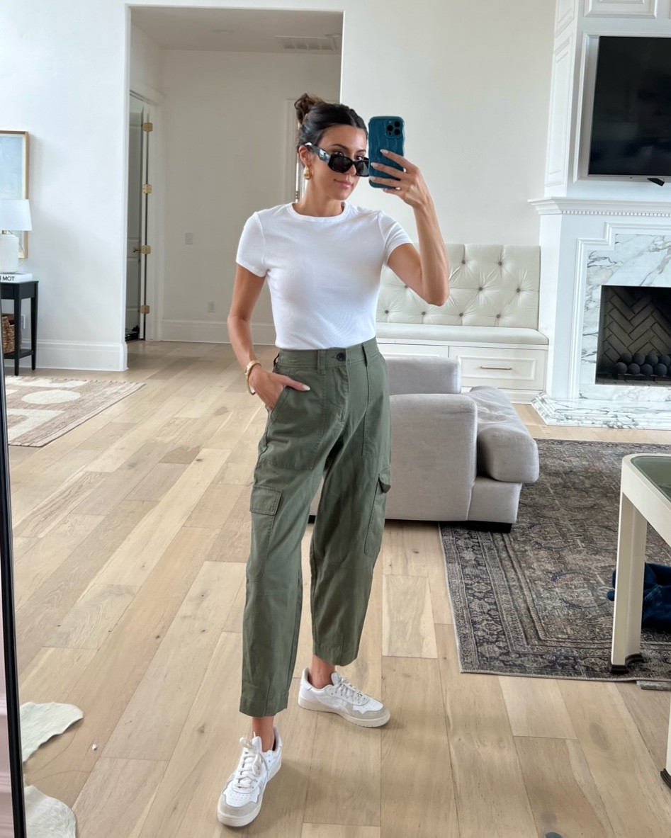 Loving these green cargo pants for fall 🤩 I’m wearing my normal size 26 in the pants & they’re under $40! 

Fall style; casual style; fall outfit; mom style; cargo pants; white tshirt; white sneakers; Walmart fashion; Christine Andrew 

#LTKSeasonal #LTKstyletip #LTKunder50