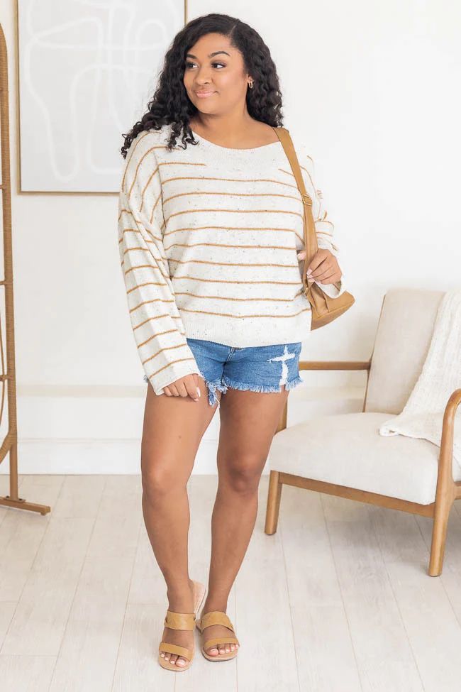 Sprinkle Of Love Wide Neck Striped Sweater | Pink Lily