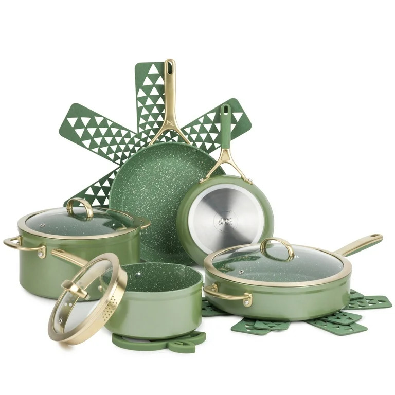 Thyme & Table 12-Piece Non-Stick Supreme Cookware Set, Pots and Pans Set - Olive | Walmart (US)