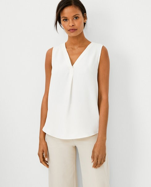 Mixed Media Pleat Front Top | Ann Taylor (US)