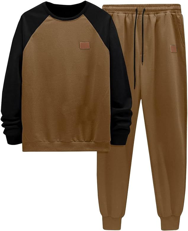 JMIERR Men's 2 Piece Outfits Knit Jacquard Pullover Sweatshirt Tracksuit & Joggers Sweatpants Swe... | Amazon (US)