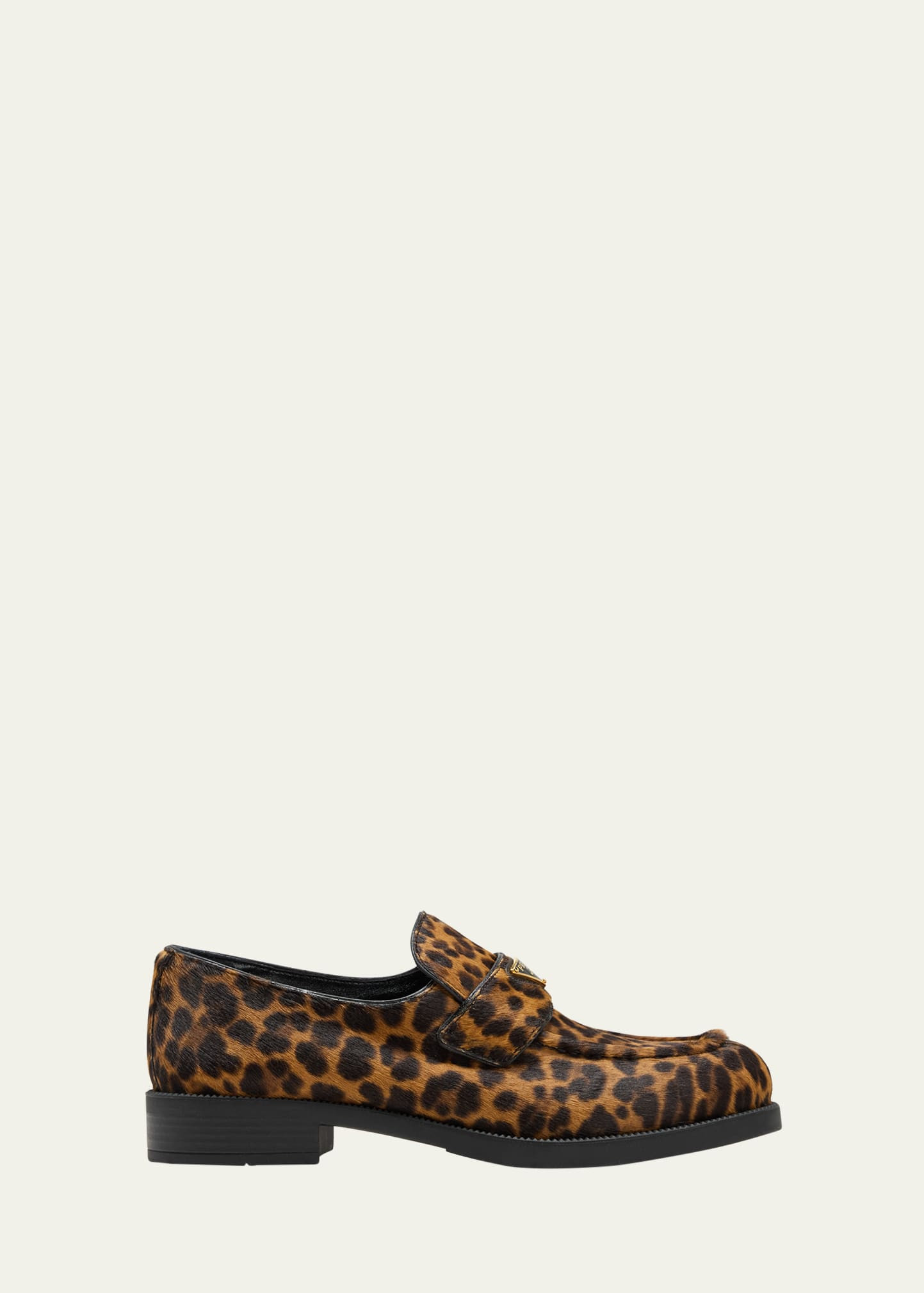 Prada Leopard Calf Hair Triangle Loafers | Bergdorf Goodman