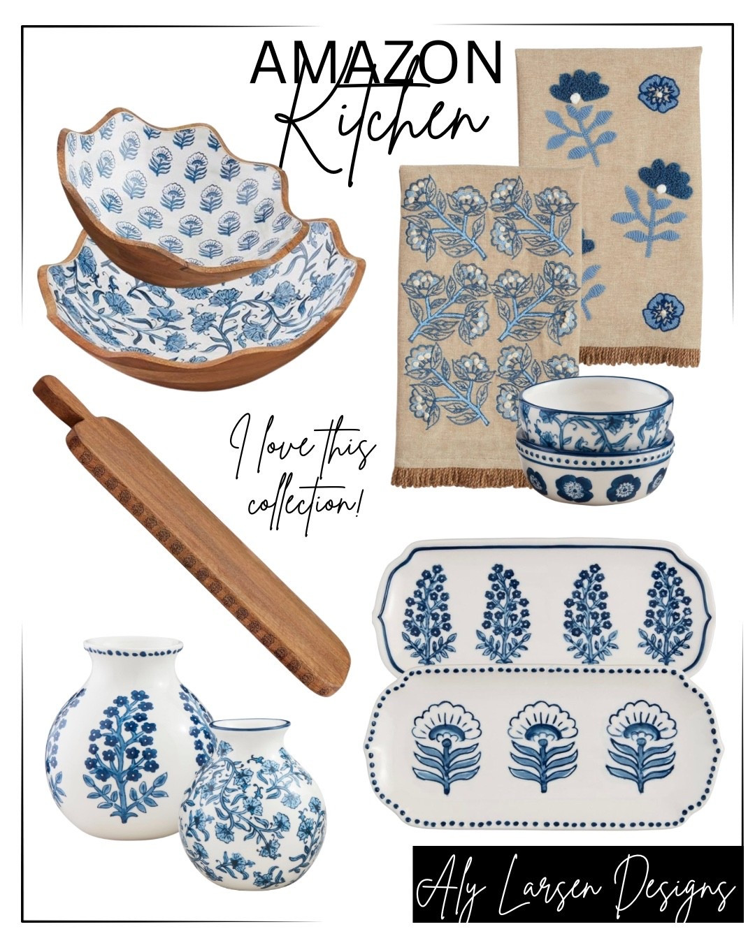 Mud Pie blue floral print amazon kitchen decor  

#LTKHome