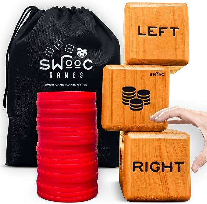 SWOOC Games - Giant Right Center Left Dice Game (All Weather) with 24 Large Chips & Carry Bag - J... | Amazon (US)