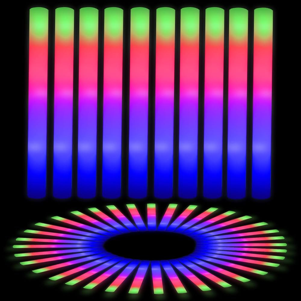 EXCECAR 42PCS Foam Glow Sticks, LED Light Up Foam Sticks with 3 Modes Flashing Changing, Glowing ... | Amazon (US)