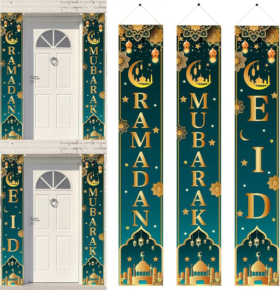 HOWAF 2 in 1 Ramadan Eid Mubarak Door Banner, Ramadan Banner Eid Mubarak Banner Porch Banner Rama... | Amazon (UK)
