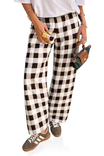 Cicy Bell Womens Wide Leg Plaid Pants Checkered Business Casual Trousers High Wiasted Baggy Palaz... | Amazon (US)