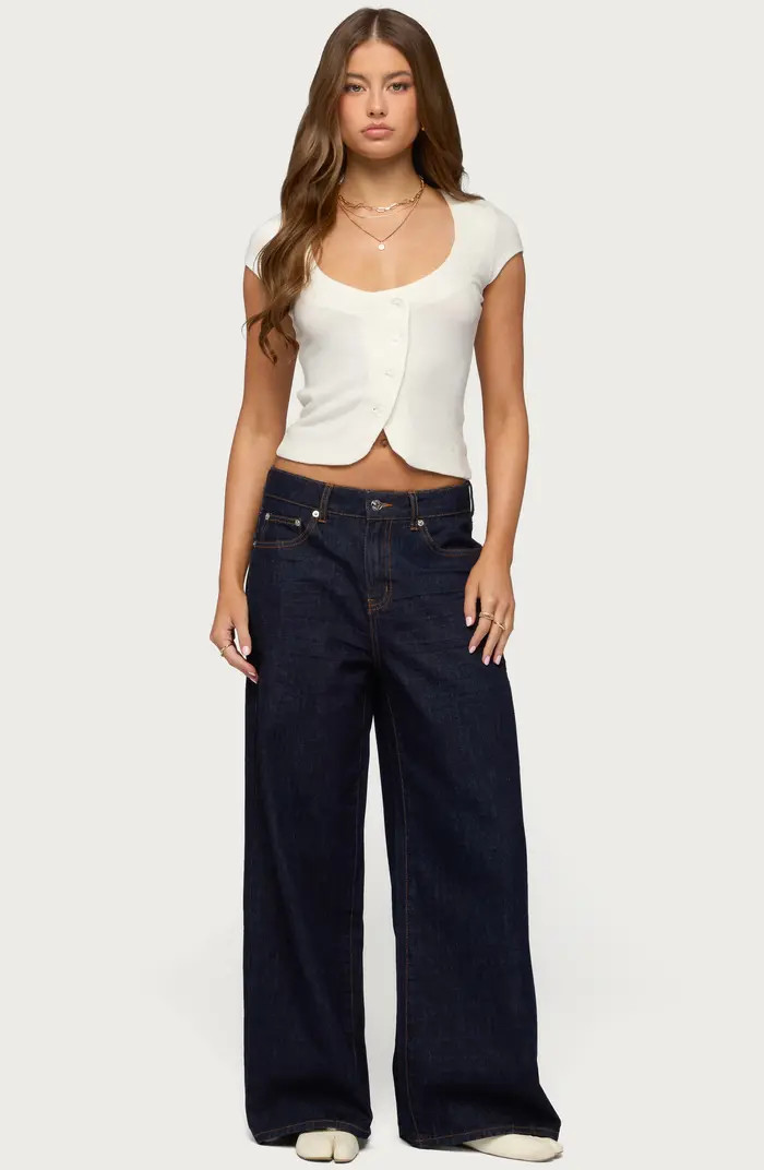 EDIKTED Blaunca Asymmetric Crop Knit Top | Nordstrom | Nordstrom