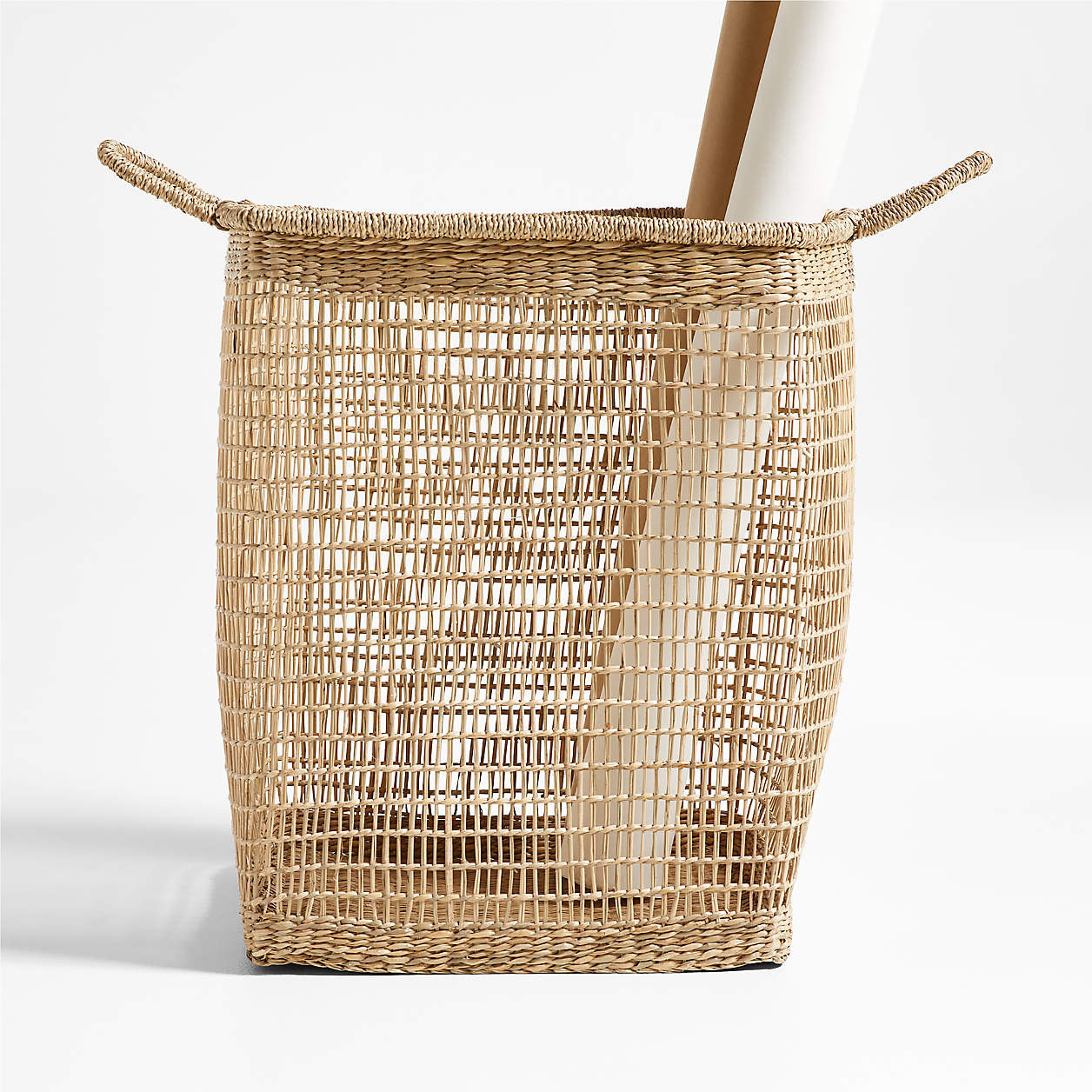 Rybak Large Rectangular Woven Decorative Blanket Basket + Reviews | Crate & Barrel | Crate & Barrel