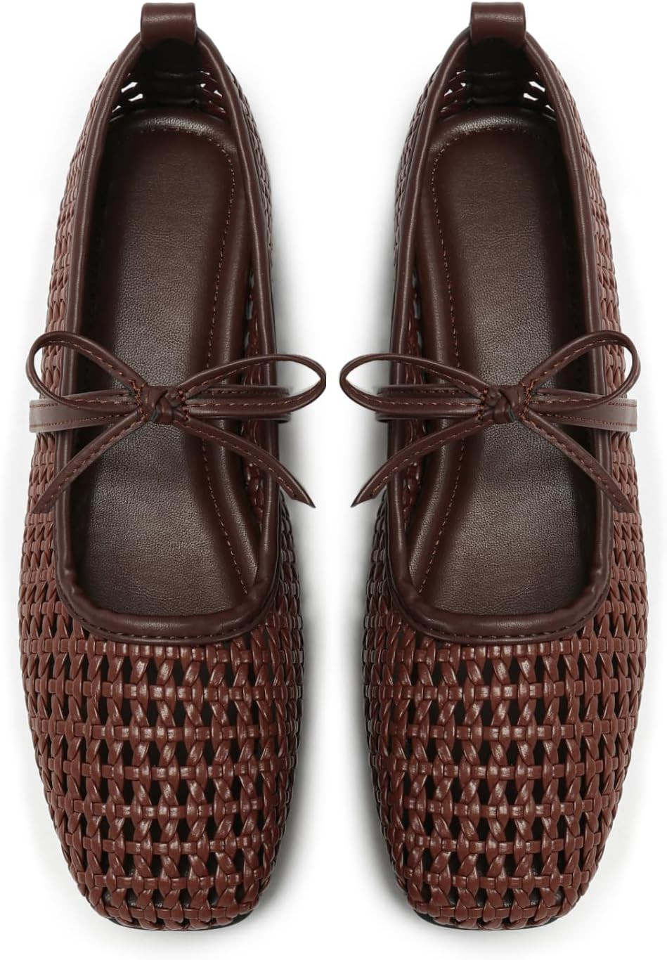 Women's Mesh Woven Ballet Flats Foldable Square Toe Mary Jane Shoe | Amazon (US)