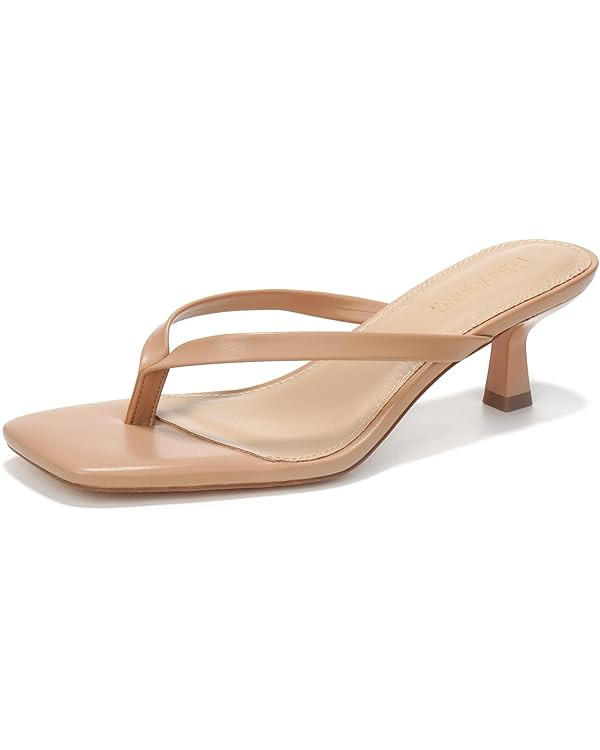 Women's Kitten Heels Sandals Square Open Toe Flip Flop Heels 1.8-2 Inch Heeled Sandals for Women | Amazon (US)