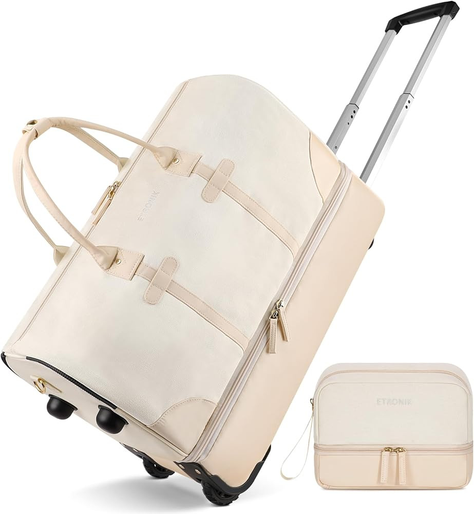 ETRONIK Rolling Duffle Bag with Wheels, 21 Inch Carry on Bag for Airplanes with Shoes Compartment... | Amazon (US)