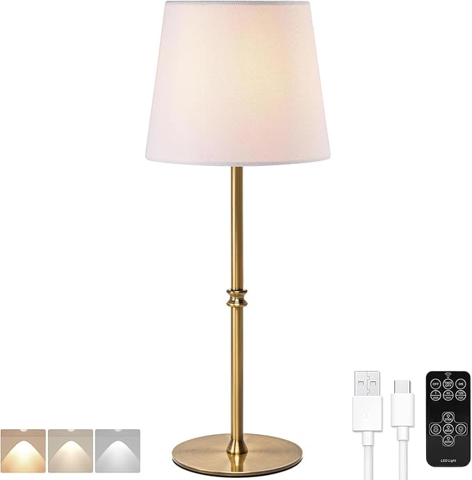 BLUEYE Cordless Table Lamps,Remote Control,Soft Warm 2700K-6000K,Rechargeable,No Flicker,Replacea... | Amazon (US)